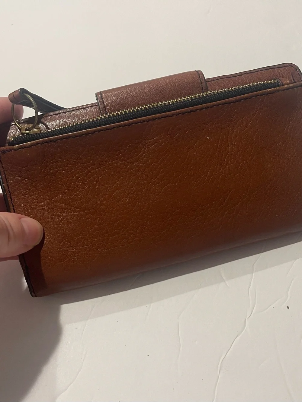 Fossil Tri-Tone Leather Wallet in Brown, Black & Cream sparkle READ